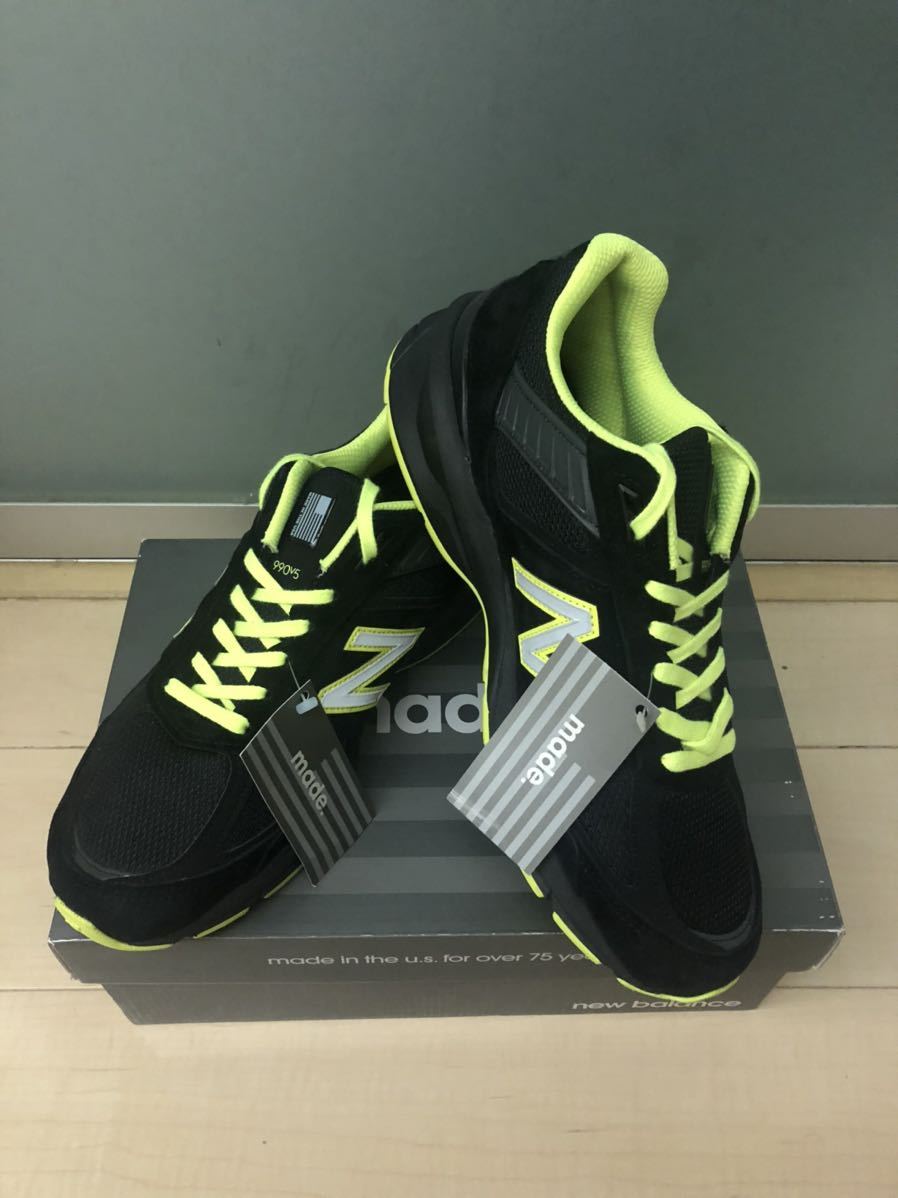 50%OFF! 海外限定USA製M990BY5新品25cm黒NEONネオンイエロー黄色990v5