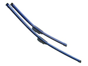 ビビり音/拭きムラ防止 エアロワイパーブレード ダイハツ タント カスタム含む L350S ブルー 青 2本セット グラファイト加工 ガラス