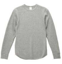 長袖 Tシャツ L ヘザー グレー カットソー 長袖Tシャツ ワッフル素材 綿100 10.3オンス 厚手 無地 無地T コットン A486 灰 灰色_画像5