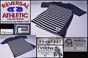 リバーサル ★ REVERSAL ★ Tシャツ ★ rvddw ★ ボーダー ★ ネイビー×白 ★ M ★ 速乾性 ★ ポリエステル100% ★ 中古品 ★ 左胸に擦れ