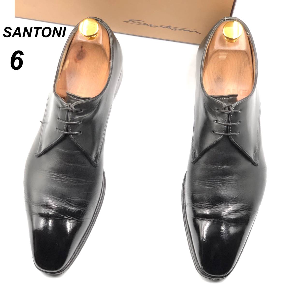 即決 参考定価113.300円 santoni サントーニ24.5cm UK5.5メンズ レザー