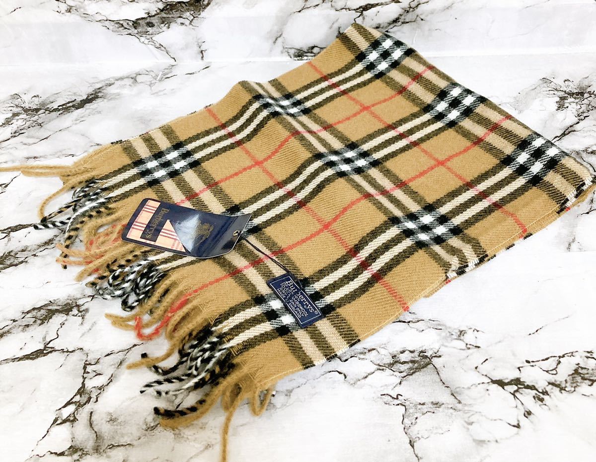 中古美品】 BURBERRY バーバリー マフラー カシミア100% ベージュ 未