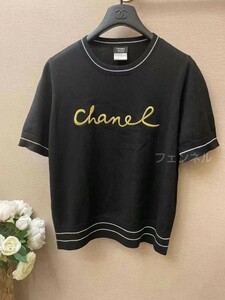 ラスト1点 新品未使用 CHANEL 海外店舗 ブティック 化粧品 カウンター 美容部員 スタッフ専用 シンプル 半袖ニット M