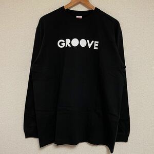 美品 GROOVE グルーヴ ロゴ ロングTシャツ ロングスリーブTシャツ ロンT 長袖Tシャツ 黒 白 ブラック ホワイト XL