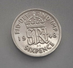 50枚セット 幸せのシックスペンス イギリス1948年の盛り合わせです。ジョージ王 ラッキー6ペンス英国コイン 美品です 本物