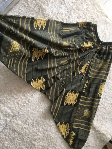 GWセール中!オルテガ柄サルエルパンツアラジンパンツアジアンタイパンツレディースメンズヨガマッサージリラックス部屋着ルームウエアー