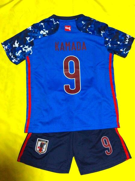 ★新作モデル★ 140cm 日本代表 SAMURAI BLUE 限定 ホーム 9番 鎌田大地 子供サッカーユニフォーム