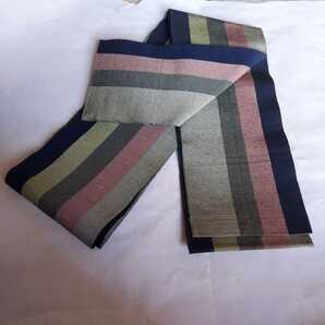 はんはばおび 西陣ちぐさ織帯 デニムのような太い糸で織られた半幅帯 羽織下に向く半幅帯