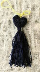 * Mexico handmade soft toy ani Marie to Heart corazn key holder navy blue color *