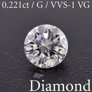 M1860【BSJD】天然ダイヤモンドルース 0.221ct G/VVS-2/VERY GOOD ラウンドブリリアントカット 中央宝石研究所 ソーティング付き