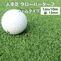 リアル人工芝 クローバーターフ カールタイプ 幅1m×長さ10m 芝丈13mm パターゴルフ 人工芝ロール 庭 ベランダ テラス_画像1