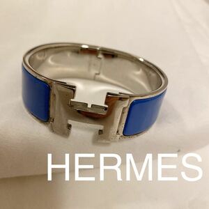 エルメス クリッククラック ブレスレット　HERMES シルバー　バングル　ブルー