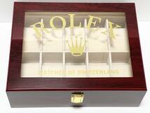 【新品♪ 訳あり】１０本収納 ROLEX ロレックスディスプレイケース 腕時計Box 木製 ガラス天板 識別番号 _画像1