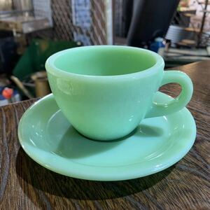 【22092704HT】Fire King/ファイヤーキング/ミルクガラス/milkglas/jadeite/ジェダイ/cup&saucer/カップ&ソーサー/vintage/⑥.