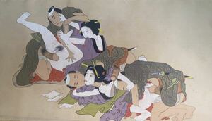  silk book@ autograph shunga ukiyoe pillow .shunga ukiyoe