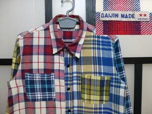 gai Gin meidok Lazy pattern check pattern flannel shirt / GAIJIN MADE out person .. Hollywood Ranch Market 