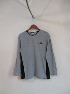 renomaグレー×黒長袖Tシャツ（USED）90217