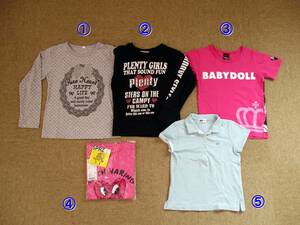 ☆179【送料無料】BABY DOLL ディズニー ユニクロ 他 キッズ 女の子 トップス まとめ売り 5点 120～130 長袖 半袖 Tシャツ カットソー