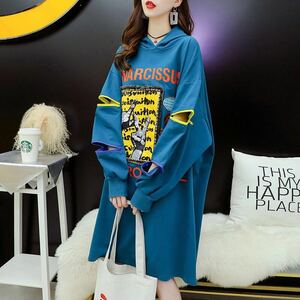  sweatshirt One-piece body type cover cotton thin print lady's long spring autumn with a hood . long sleeve easy LUCA024(3 color M-XL)