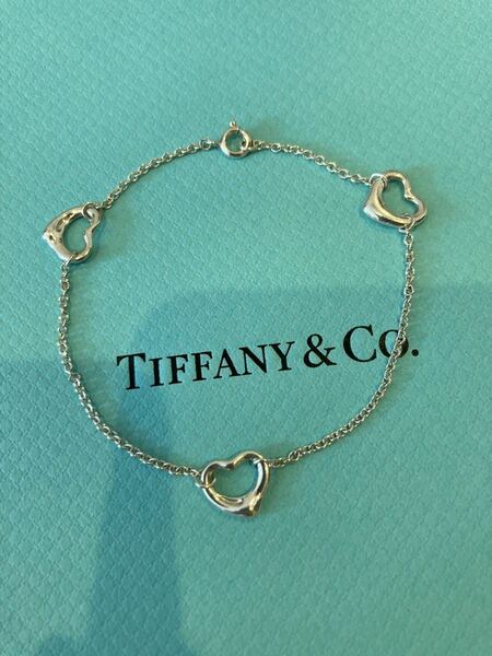 新品 正規品 ティファニー tiffany&co ブレスレット 　オープンハート　シルバー ケース 巾着 紙袋 リボン ハート プレゼント