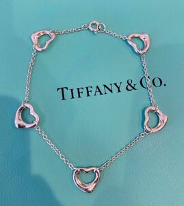 新品 正規品 ティファニーアンドコー　TIFFANY&Co. ブレスレット ファイブハート　シルバー ケース 巾着 紙袋 リボン ハート