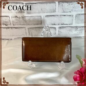 COACH レザーコーチ長財布　ブラウン