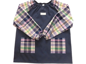  prompt decision [ long sleeve smock *140~150| navy blue gray * navy blue green red check ]sc2406