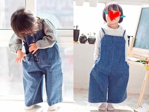 （前後リバーシブル）デニムつりズボン♪　キッズ服/子ども服　パンツ/ジーンズ　110cm