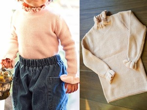  light pink / Sakura! Kids clothes / child clothes long sleeve high‐necked knitted sweater * cute man and woman use 130cm