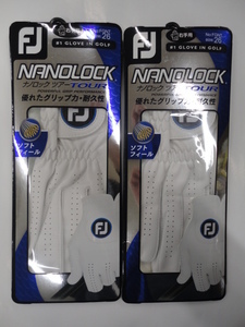 ■FJ NANOLOCK TOUR 20 フットジョイ ナノロックツアー合皮メンズ 右手グローブx2枚【WH/26cm】《優れたグリップ力・耐久性》