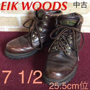 【売り切り!送料無料!】A-219 EIK Woods!レザーブーツ!ブラウン!7 1/2 25.5cm位!ブーツ!ショートブーツ!味がある!カッコいい!中古!