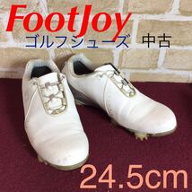 【売り切り!送料無料!】A-230 FootJoy!ゴルフシューズ!24.5cm!白!スパイク!DRYJOYS Boa!ゴルフ!趣味!本格的!高性能!高機能!女子ゴルフ!中古_画像1