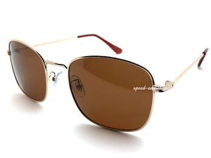 POLARIZED METAL SQUARE SUNGLASS GOLD × 偏光BROWN/メタルスクエアサングラスゴールド金ブラウンレンズ茶バイカーシェード長方形型四角