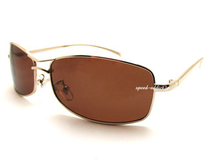 PORALIZED METAL NARROW SUNGLASS GOLD × 偏光BROWN/メタルナローサングラスゴールド金ブラウン茶偏光レンズアウトドア海ドライブゴルフ