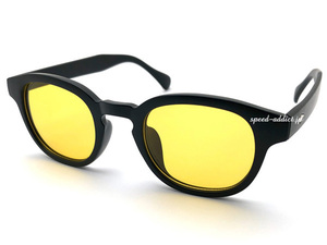 KEYHOLE BRIDGE BOSLLINGTON SUNGLASS 艶消しBLACK × YELLOW/キーホールブリッジボスリントン黒縁眼鏡イエローレンズドライブ夜間レジャー