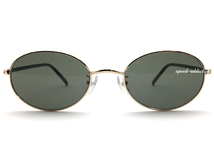 METAL OVAL SUNGLASS for JAPANESE GOLD × GREEN/紫外線対策オーバル定番小型フレームファッションサングラス鼻パッド男女兼用コンパクト_画像3