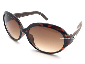 LEATHER TEMPLE BUTTERFLY SUNGLASS べっ甲 × BROWN HALF/レザーテンプルバタフライサングラスブラウングラデーションレディースレンズ