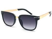 METAL COMBI SQUARE SUNGLASS BLACK・GOLD × SMOKE HALF/メタルコンビスクエアサングラス黒眼鏡めがねクラシックレトロ四角フレーム定番_画像1