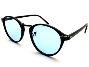 BOSTON SUNGLASS for JAPANESE SUNGLASS BLACK・BLACK × LIGHT BLUE/ボストンサングラス水色カラーレンズ日本人向けアジアンフィット