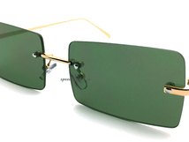 FLAT LENS SQUARE SUNGLASS GOLD × DARK GREEN/フラットレンズスクエアサングラスカラーレンズ四角フレームシェイプアイウェア男女兼用_画像5