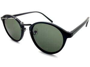 BOSTON SUNGLASS for JAPANESE SUNGLASS 艶消しBLACK・GUNMETAL × GREEN/ボストンサングラスカラーレンズ定番フレームアジアンフィット