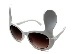 RABBIT SUNGLASS WHITE × BROWN HALF/うさみみウサミミ兎うさぎウサギ耳サングラスコスプレハロウィン白ホワイト衣装仮装おもしろ面白眼鏡