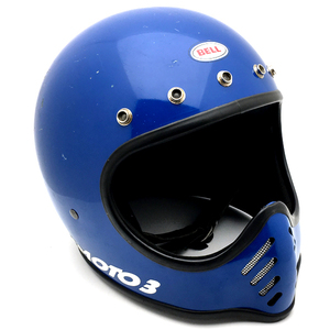 送料無料 BELL MOTO3 BLUE 59cm/ベルモト3青ブルービンテージヘルメットフルフェイスvmxオフロードモトクロスmoto4moto starモトスター70s