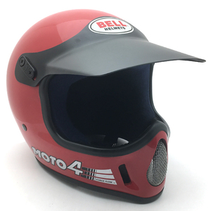 送料無料 箱 純正バイザー付 BELL MOTO4 RED 57cm/ベルモト4赤レッドビンテージヘルメットvmxオフロードモトクロスオフ車moto3moto star80s