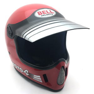 送料無料 純正バイザー付 BELL MOTO4 RED 56cm/ベルモト4赤レッドビンテージヘルメットvmxオフロードモトクロスオフ車moto3star80ssシェル