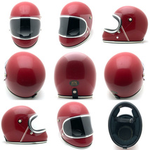 送料無料 BHVシールド付 ARTHUR FULMER AF50 RED 62cm/アーサーフルマー赤レッドビンテージヘルメットハーレー族ヘルカフェヘルxlサイズ70s_画像2