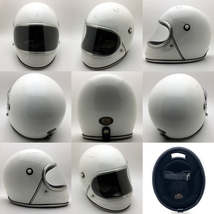 送料無料 BHVクリアシールド付 ARTHUR FULMER AF50 WHITE 58cm/アーサーフルマー白ビンテージヘルメットオンロードフルフェイス旧車會70s_画像2