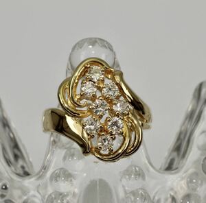 K18 Gold Natural Diamond Ring High Caffice 0,68CT