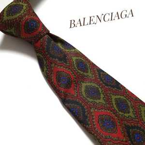 美品 1円〜 BALENCIAGA バレンシアガ ネクタイ ハイブランド 赤 緑 青 1332