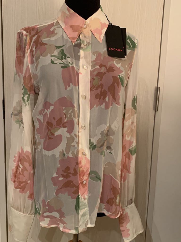 超美品 美品 ESCADA ドイツ製 総柄 花柄 ブラウス pinkandbird.com